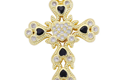 EcoWarra Gold-as picture Christian Cross Charms Jesus Talisman Natural Stone Zirconia Pendant For DIY Women Necklaces Luxury Jewelry Making Accessories