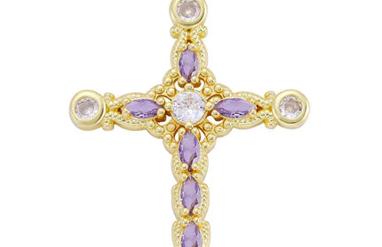 EcoWarra Gold-as picture Christian Cross Charms Jesus Talisman Natural Stone Zirconia Pendant For DIY Women Necklaces Luxury Jewelry Making Accessories