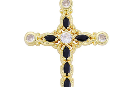 EcoWarra Gold-as picture Christian Cross Charms Jesus Talisman Natural Stone Zirconia Pendant For DIY Women Necklaces Luxury Jewelry Making Accessories