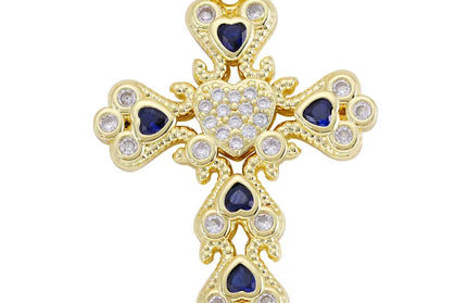 EcoWarra Gold-as picture Christian Cross Charms Jesus Talisman Natural Stone Zirconia Pendant For DIY Women Necklaces Luxury Jewelry Making Accessories