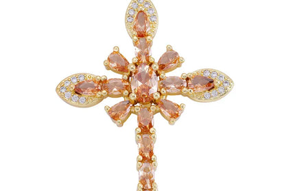 EcoWarra Gold-as picture Christian Cross Charms Jesus Talisman Natural Stone Zirconia Pendant For DIY Women Necklaces Luxury Jewelry Making Accessories