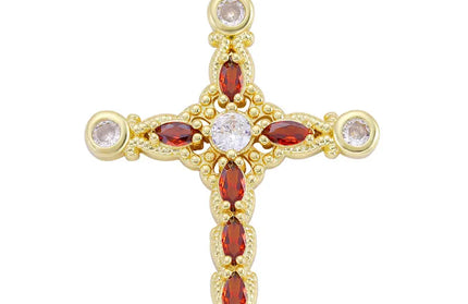 EcoWarra Gold-as picture Christian Cross Charms Jesus Talisman Natural Stone Zirconia Pendant For DIY Women Necklaces Luxury Jewelry Making Accessories