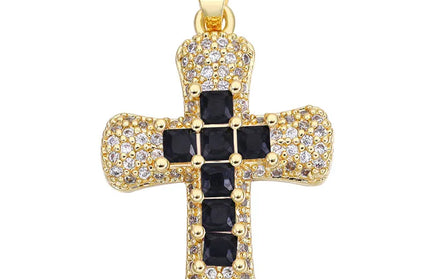EcoWarra Gold-as picture Christian Cross Charms Jesus Talisman Natural Stone Zirconia Pendant For DIY Women Necklaces Luxury Jewelry Making Accessories