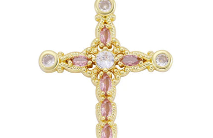 EcoWarra Gold-as picture Christian Cross Charms Jesus Talisman Natural Stone Zirconia Pendant For DIY Women Necklaces Luxury Jewelry Making Accessories