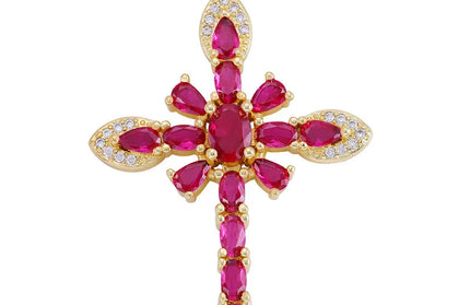 EcoWarra Gold-as picture Christian Cross Charms Jesus Talisman Natural Stone Zirconia Pendant For DIY Women Necklaces Luxury Jewelry Making Accessories