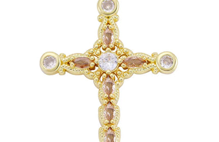 EcoWarra Gold-as picture Christian Cross Charms Jesus Talisman Natural Stone Zirconia Pendant For DIY Women Necklaces Luxury Jewelry Making Accessories
