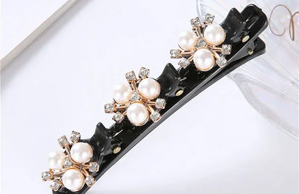 EcoWarra Gold New Fashion Sparkling Crystal Stones Braided Hair Clips 3 Flowers Hair Accessories for Women Girls Styling Tools  Wholesales
