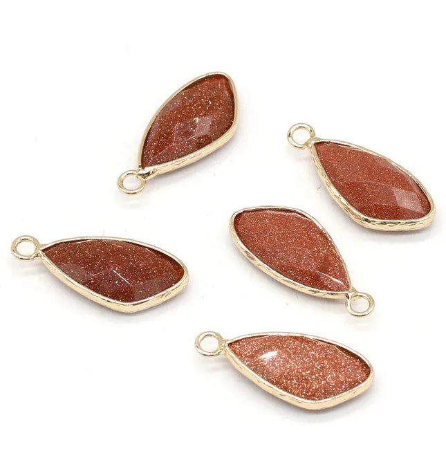 EcoWarra Gold Sand 2pc Natural Rose Clear Pink Quartz Labradorite Amethysts Stone Charm Pendant for Necklaces Earrings Jewelry Making Accessories