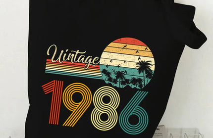 EcoWarra Gold Vintage 1984 Tote Bag Vintage 1980~1989 Tote Bags Canvas Shoulder Bags Reusable Foldable Large Capacity Shopping Bag