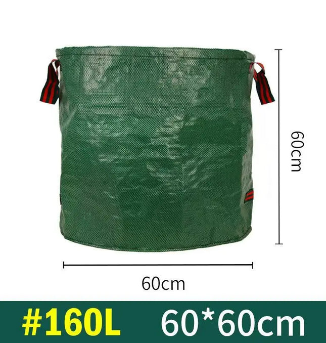 EcoWarra Green 160L Large Capacity Garden Leaf Bag Branches and Fallen Leaves Collection Bag Dark Green PP Woven Reusable Plant Garbage Bag Supplies