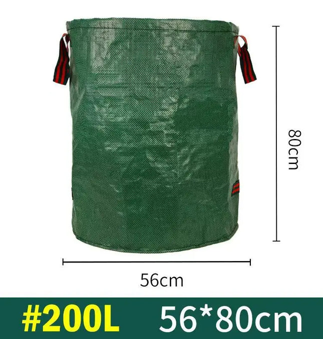 EcoWarra Green 200L Large Capacity Garden Leaf Bag Branches and Fallen Leaves Collection Bag Dark Green PP Woven Reusable Plant Garbage Bag Supplies