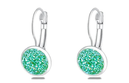EcoWarra green earrings Simplee Korean Fashion Earrings with Round Stone for Women Silver Color Hanging Earing 2023 Trend Jewelry K-pop Accessories