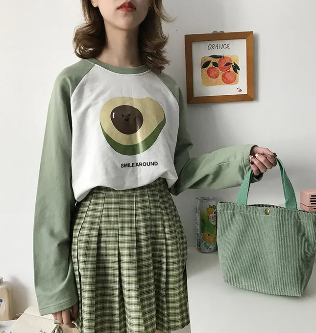 EcoWarra Green Small Corduroy Lunch Bag For Women 2024 Eco Canvas Portable Tote Bags Mini Female Students Bento Picnic Food Bag Travel Handbags