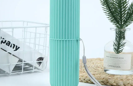 EcoWarra Green Travel Toothbrush Cup Box Round Plastic Portable Toothpaste Holder Home Organizer Storage Case Stand Bathroom Accessories