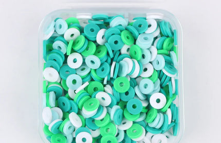 EcoWarra green white / 500Pcs 1box 500Pcs/Box 6mm Recyclable Polymer Clay Disc Loose Charms Beads Boho 34 Colors Wristband Handmade Spacer Beads For Jewelry Making