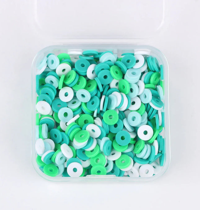 EcoWarra green white / 500Pcs 1box 500Pcs/Box 6mm Recyclable Polymer Clay Disc Loose Charms Beads Boho 34 Colors Wristband Handmade Spacer Beads For Jewelry Making
