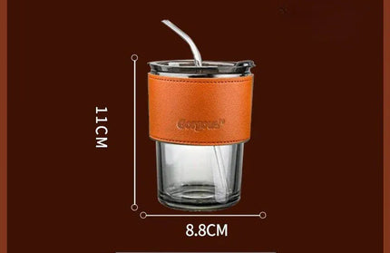 EcoWarra Grey Cup With Amber Glass Sipper Cups Reusable Spill-Proof Drinking Cups with Lid Straw for Birthday Party Travel Xmas Juice Mug Water Bottle Cups