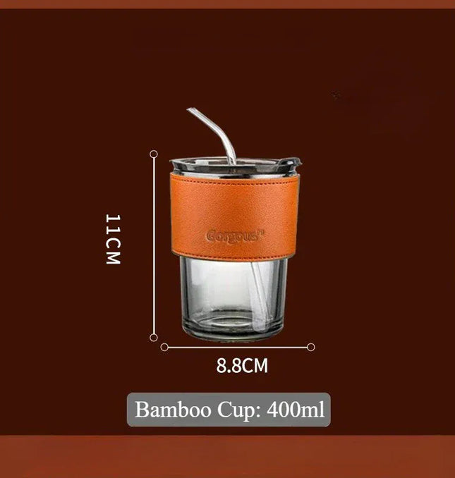 EcoWarra Grey Cup With Amber Glass Sipper Cups Reusable Spill-Proof Drinking Cups with Lid Straw for Birthday Party Travel Xmas Juice Mug Water Bottle Cups