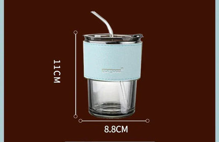 EcoWarra Grey Cup With Blue Glass Sipper Cups Reusable Spill-Proof Drinking Cups with Lid Straw for Birthday Party Travel Xmas Juice Mug Water Bottle Cups