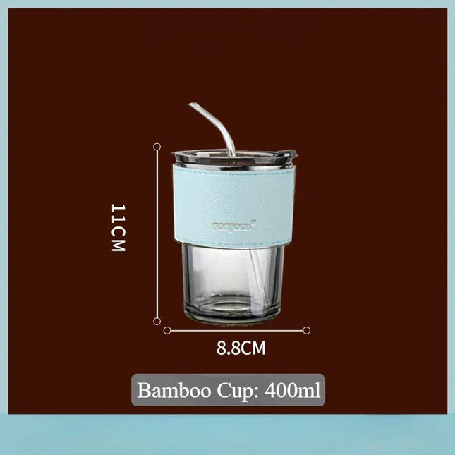 EcoWarra Grey Cup With Blue Glass Sipper Cups Reusable Spill-Proof Drinking Cups with Lid Straw for Birthday Party Travel Xmas Juice Mug Water Bottle Cups