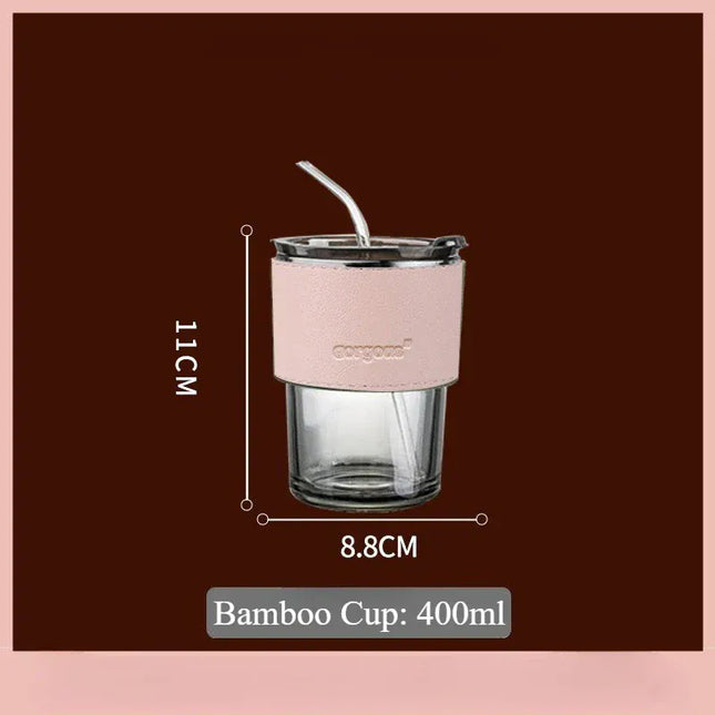 EcoWarra Grey Cup With Pink Glass Sipper Cups Reusable Spill-Proof Drinking Cups with Lid Straw for Birthday Party Travel Xmas Juice Mug Water Bottle Cups