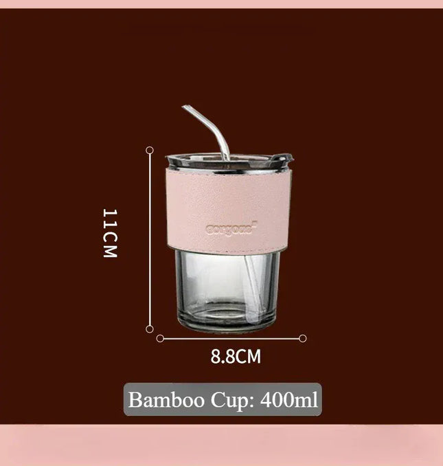EcoWarra Grey Cup With Pink Glass Sipper Cups Reusable Spill-Proof Drinking Cups with Lid Straw for Birthday Party Travel Xmas Juice Mug Water Bottle Cups