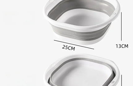 EcoWarra GREY L Folding Washbasin Silicone Portable Basin Foldable Bucket Camping Sink Bath Goods Dorm Room Essential Collapsible Laundry Bowl