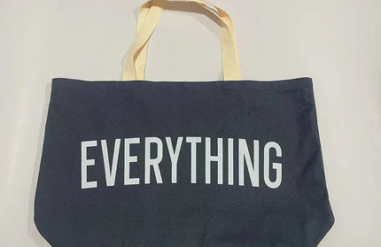 EcoWarra grey Large Capacity Canvas Tote Bag Extra Letters Fashion Beach Totes Bags Reusable Travel Shopping Handbag Grocery Bag Bolsos Mujer