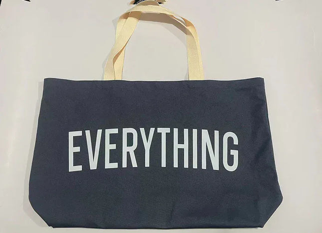 EcoWarra grey Large Capacity Canvas Tote Bag Extra Letters Fashion Beach Totes Bags Reusable Travel Shopping Handbag Grocery Bag Bolsos Mujer