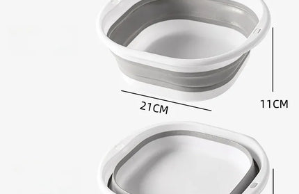 EcoWarra GREY M Folding Washbasin Silicone Portable Basin Foldable Bucket Camping Sink Bath Goods Dorm Room Essential Collapsible Laundry Bowl