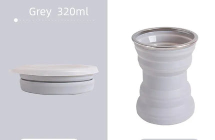 EcoWarra Grey Type A Portable Silicone Foldable Cup With Lanyard Heat Resistant Collapsible Cups Lid Folding Storage Travel Mug For Hot Water