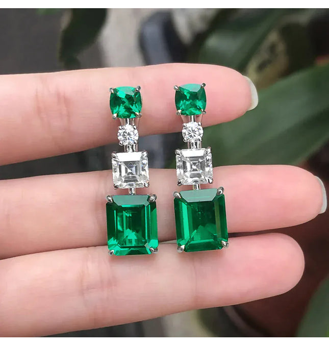 EcoWarra Huitan Vintage Party Elegant Green Stone Stud Earrings Elegant Accessories Daily Wearable Birthday Gift For Mom Stylish Jewelry