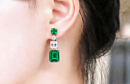 EcoWarra Huitan Vintage Party Elegant Green Stone Stud Earrings Elegant Accessories Daily Wearable Birthday Gift For Mom Stylish Jewelry