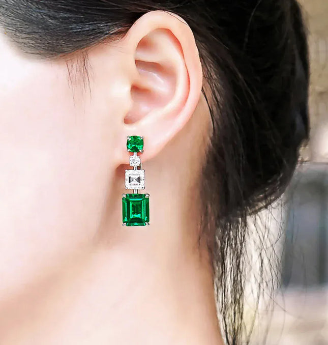 EcoWarra Huitan Vintage Party Elegant Green Stone Stud Earrings Elegant Accessories Daily Wearable Birthday Gift For Mom Stylish Jewelry