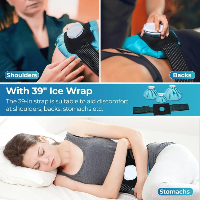 EcoWarra Ice Bag[6", 9" &11" ] Hot and Cold Reusable Ice Bag, Elastic Breathable Support Wrap，(for Hot Therapy is 50-60℃)