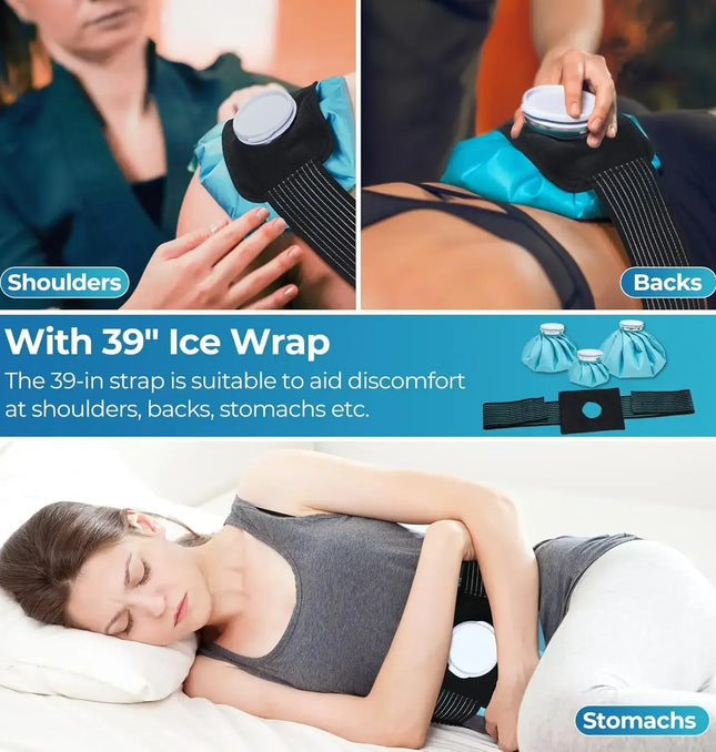 EcoWarra Ice Bag[6", 9" &11" ] Hot and Cold Reusable Ice Bag, Elastic Breathable Support Wrap，(for Hot Therapy is 50-60℃)