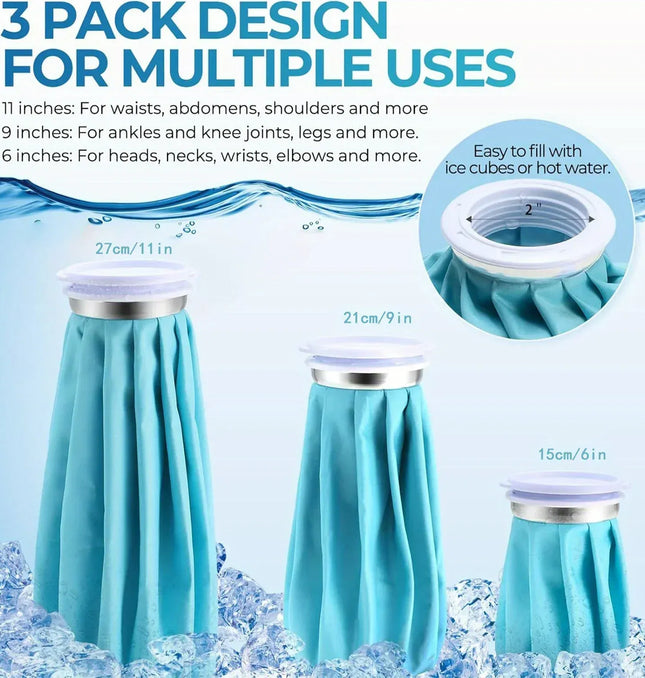 EcoWarra Ice Bag[6", 9" &11" ] Hot and Cold Reusable Ice Bag, Elastic Breathable Support Wrap，(for Hot Therapy is 50-60℃)