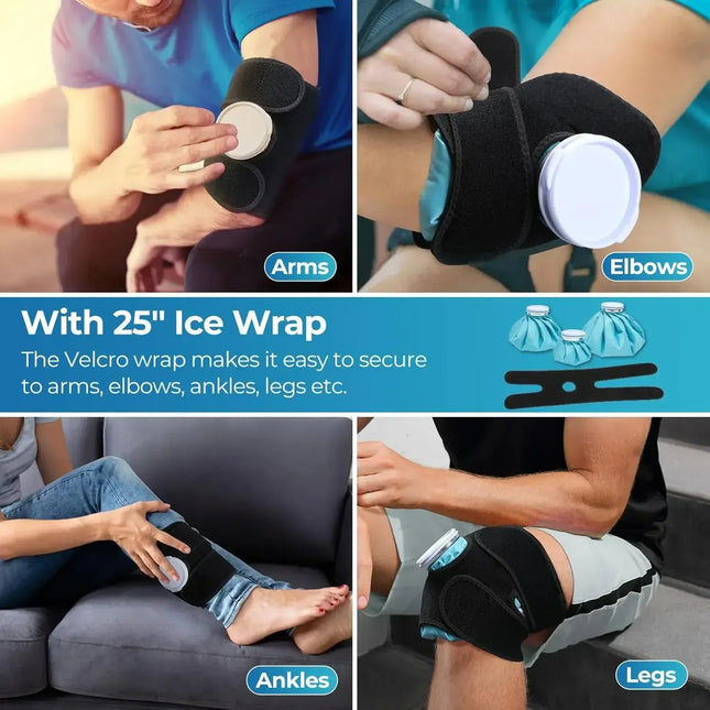 EcoWarra Ice Bag[6", 9" &11" ] Hot and Cold Reusable Ice Bag, Elastic Breathable Support Wrap，(for Hot Therapy is 50-60℃)