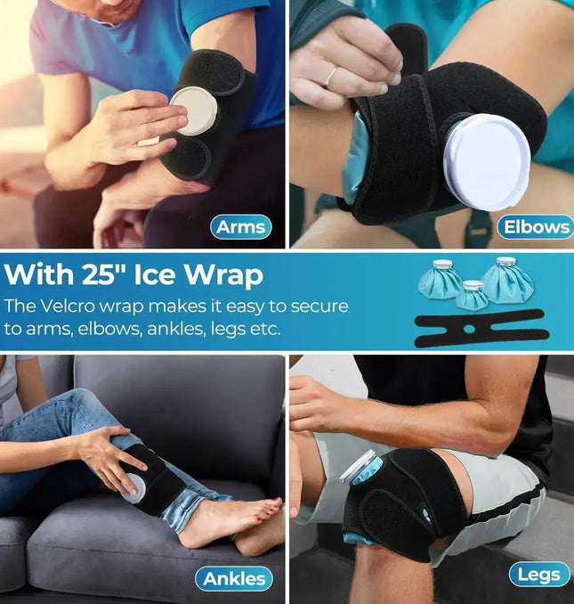 EcoWarra Ice Bag[6", 9" &11" ] Hot and Cold Reusable Ice Bag, Elastic Breathable Support Wrap，(for Hot Therapy is 50-60℃)