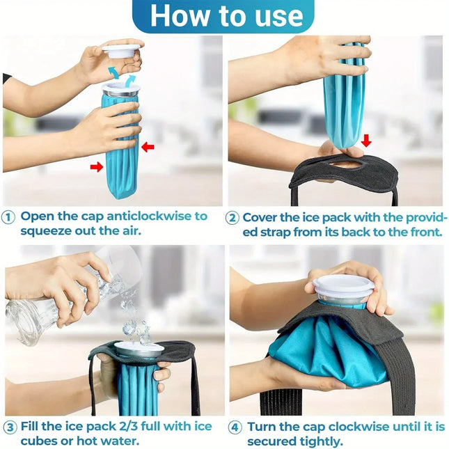 EcoWarra Ice Bag[6", 9" &11" ] Hot and Cold Reusable Ice Bag, Elastic Breathable Support Wrap，(for Hot Therapy is 50-60℃)