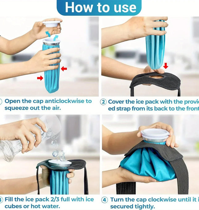EcoWarra Ice Bag[6", 9" &11" ] Hot and Cold Reusable Ice Bag, Elastic Breathable Support Wrap，(for Hot Therapy is 50-60℃)