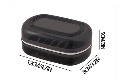 EcoWarra JJYL058 Portable Bathroom Soap Holder Container Box for Shower Black Covered Travel Soap Dish Double Layered Bamboo Storage