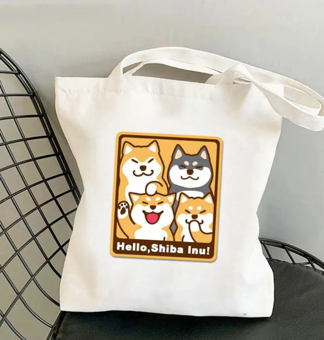 EcoWarra Kawai Cats and Food Creativity Inspired Canvas Bag Casual Shoulder Bag Eco Friendly Little Cat Bag for Shopping Office Travel