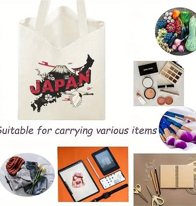 EcoWarra Kawai Cats and Food Creativity Inspired Canvas Bag Casual Shoulder Bag Eco Friendly Little Cat Bag for Shopping Office Travel