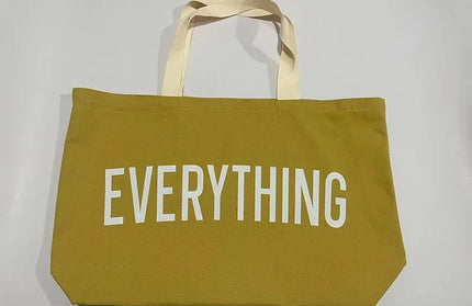 EcoWarra khaki Large Capacity Canvas Tote Bag Extra Letters Fashion Beach Totes Bags Reusable Travel Shopping Handbag Grocery Bag Bolsos Mujer