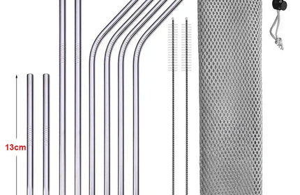EcoWarra Kids with bag UPORS Reusable Drinking Straw 304 Stainless Steel Straws Straight Bent Metal Straw with Cleaner Brush Pouch Wholesale