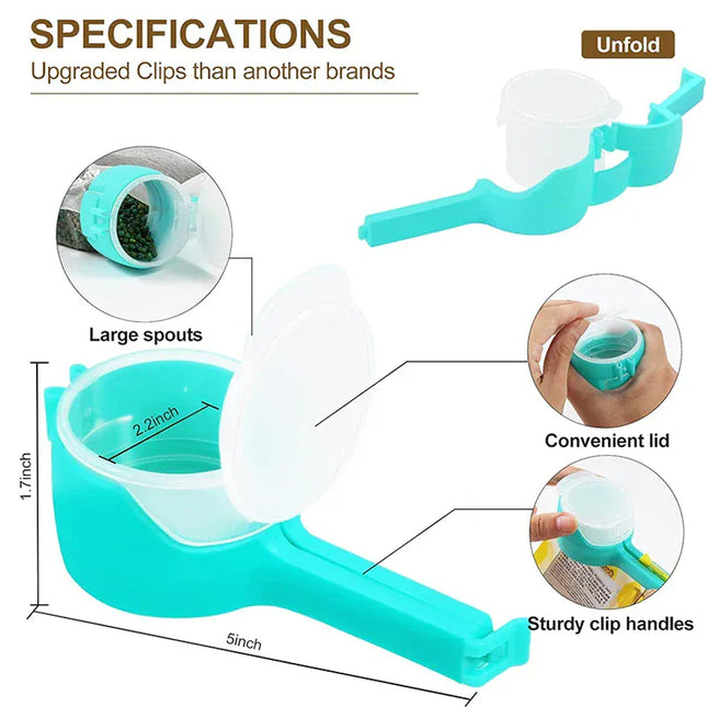 EcoWarra Kitchen Bag Clips For Food Storage Sealing Clips With Pour Spouts Food Sealing Plastic Cat Dog Food Storage Organizer