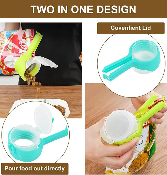 EcoWarra Kitchen Bag Clips For Food Storage Sealing Clips With Pour Spouts Food Sealing Plastic Cat Dog Food Storage Organizer