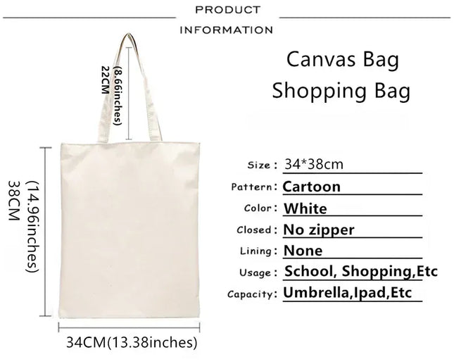 EcoWarra Kpop Demon Hunter Canvas Bag Women Girls Simple Large Capacity Demon Hunters Handbag Shoulder Bag Tote Reusable Student Bookbag