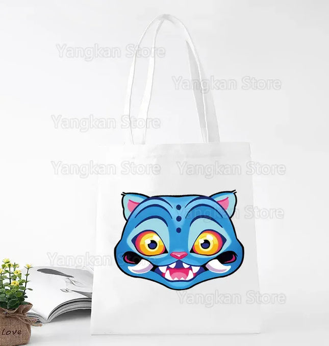 EcoWarra Kpop Demon Hunter Canvas Bag Women Girls Simple Large Capacity Demon Hunters Handbag Shoulder Bag Tote Reusable Student Bookbag